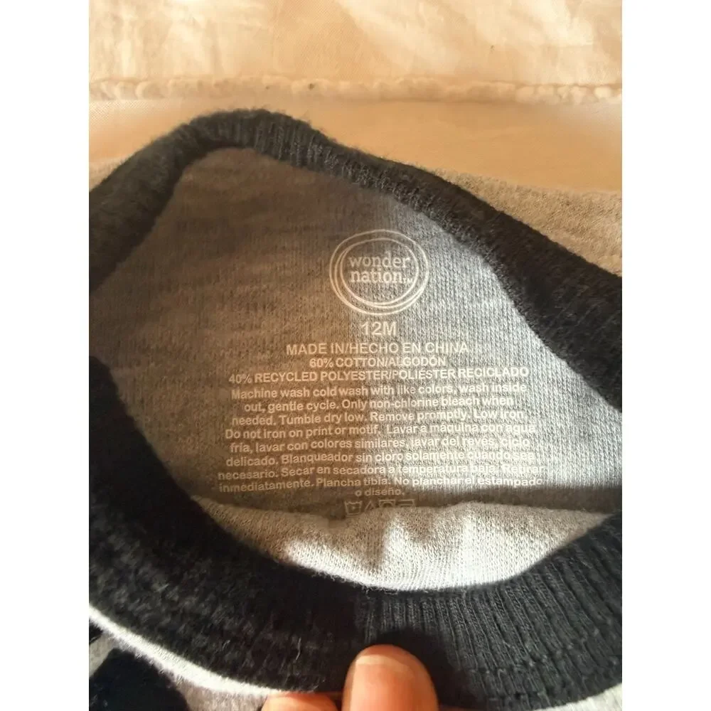 Wonder Nation Baby 12M Halloween Bat Romper Gray Black Long Sleeve Jumpsuit